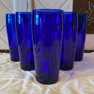 Set of 6 Cobalt blue drinking glasses
